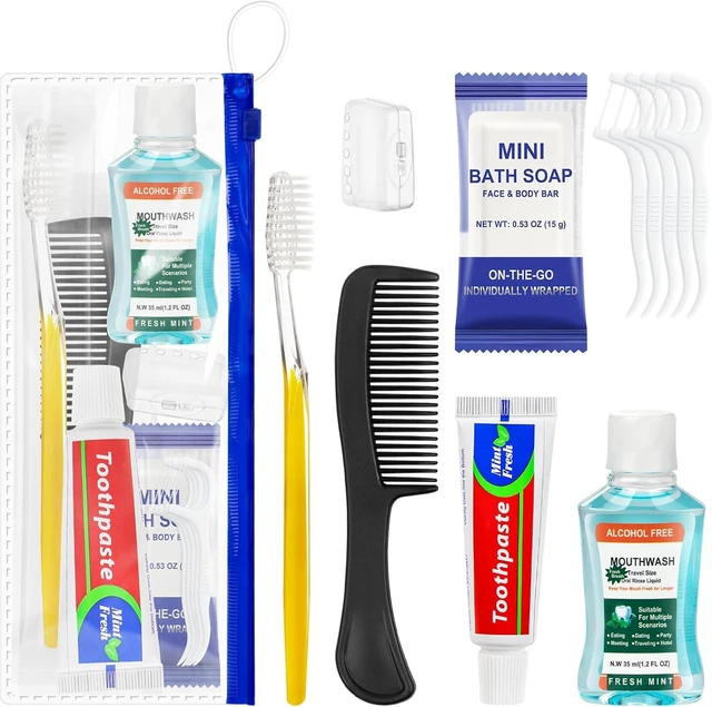 Main image of Personal Hygiene Kit Bulk,5 Pack Yellow Basic Travel Toiletry Set