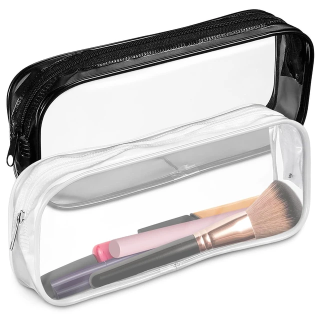 Main image of 2 Pcs Small Clear Makeup bag for Purse, PVC plastic (Black and White)