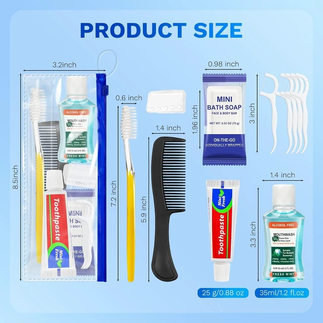 Alt view image 4 of 7 - Personal Hygiene Kit Bulk,5 Pack Yellow Basic Travel Toiletry Set