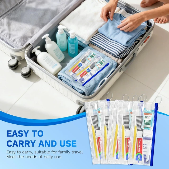 Alt view image 5 of 7 - Personal Hygiene Kit Bulk,5 Pack Yellow Basic Travel Toiletry Set