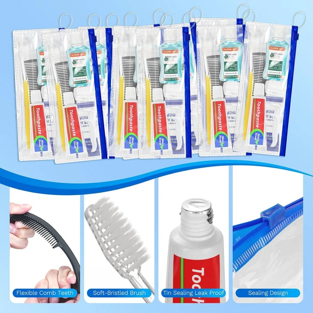 Alt view image 7 of 7 - Personal Hygiene Kit Bulk,5 Pack Yellow Basic Travel Toiletry Set