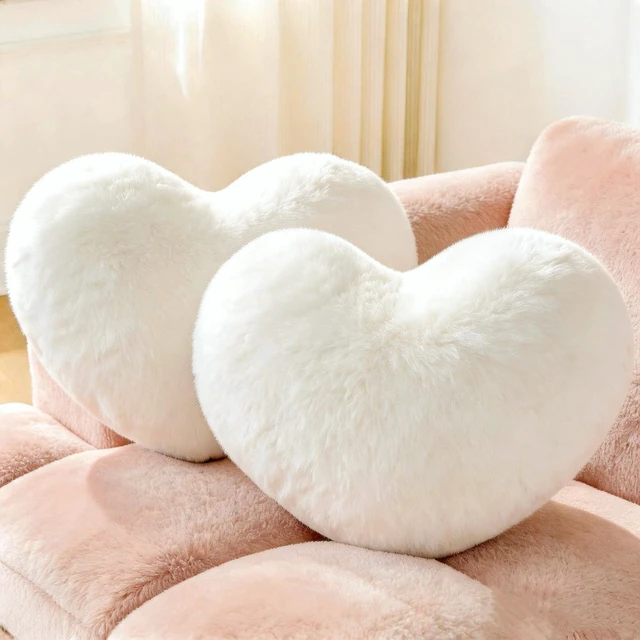 Main image of 2PCS Throw Pillows Cute Room Decor Heart Pillow Home Decor Decorative Couch Pillows Bed Pillows Outdoor Pillows Valentine Gifts,White 9"*13"