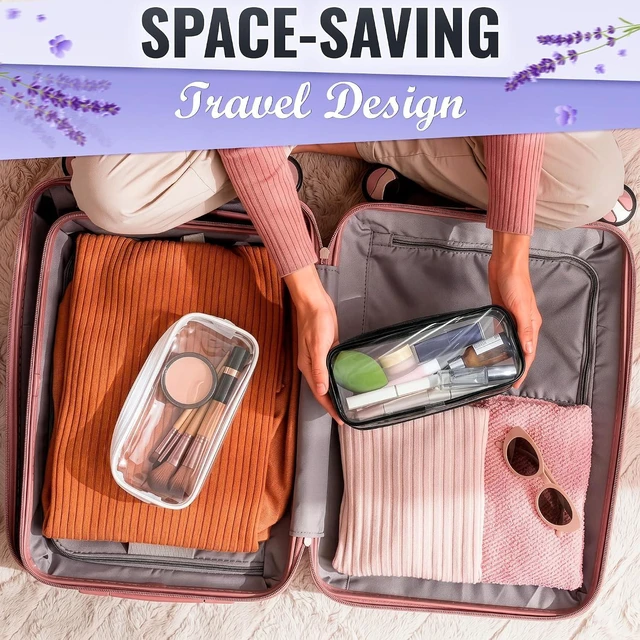 Alt view image 6 of 7 - 2 Pcs Small Clear Makeup bag for Purse, PVC plastic (Black and White)