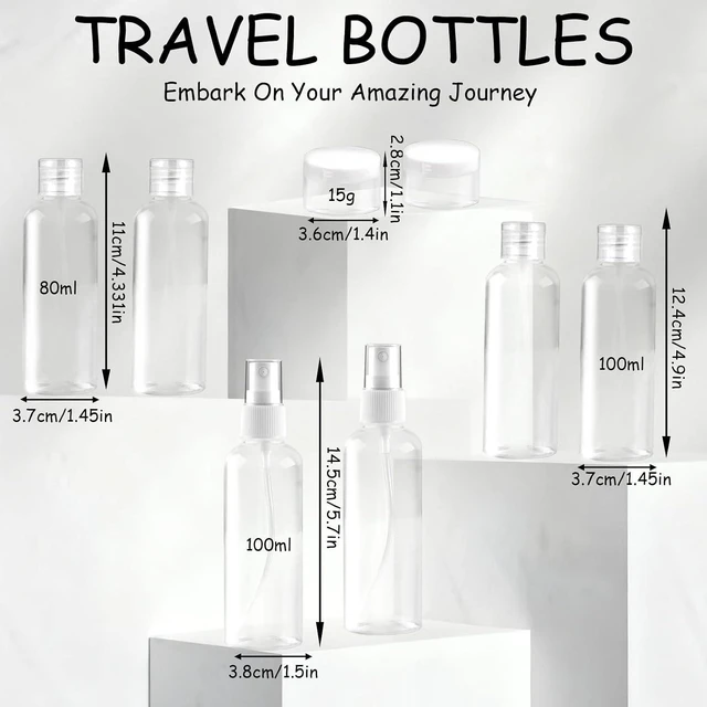 Alt view image 2 of 7 - 8Pcs Travel Bottles Set, TSA Approved Travel Size Toiletries, Reusable Leak Proof Cosmetic Containers for Shampoo, Conditioner, Cream -Women Men Travel Essentials