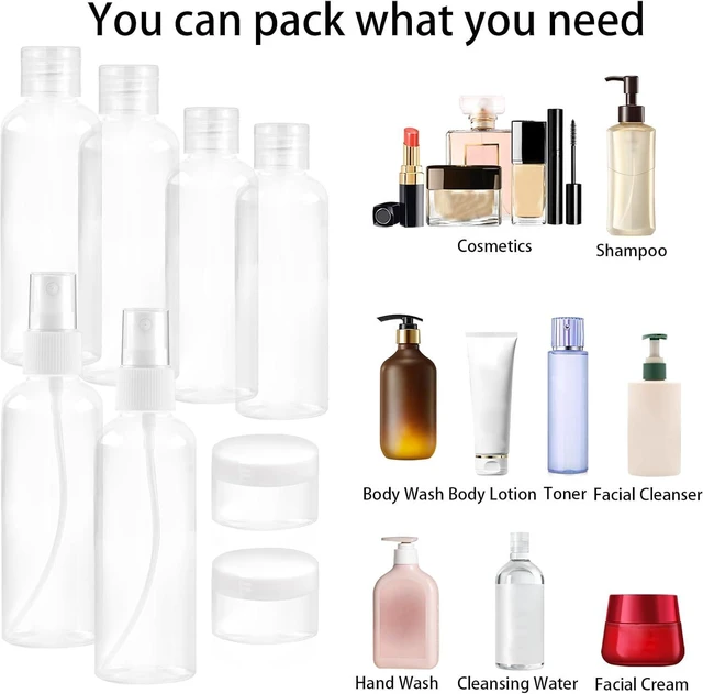 Alt view image 6 of 7 - 8Pcs Travel Bottles Set, TSA Approved Travel Size Toiletries, Reusable Leak Proof Cosmetic Containers for Shampoo, Conditioner, Cream -Women Men Travel Essentials