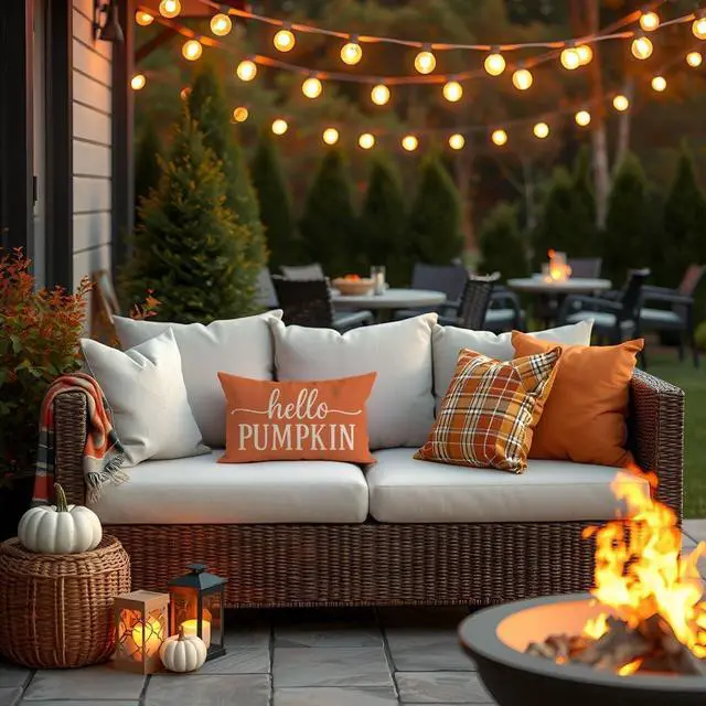 Alt view image 3 of 7 - Fall Throw Pillow Covers 12x20, Hello Pumpkin Decor, Orange