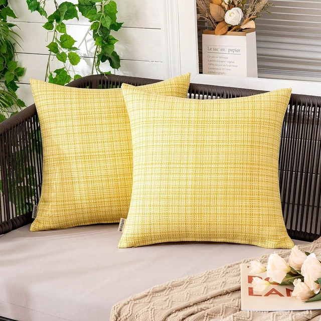 Main image of Outdoor Waterproof Pillow Covers Pack of 2 18x18 Inch Yellow