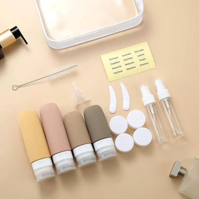 Alt view image 7 of 7 - 16 Pack Travel Bottles Set, TSA Approved Leak Proof Silicone Squeezable Containers for Toiletries, Refillable Travel Accessories for Conditioner, Shampoo, Lotion & Body Wash Accessories