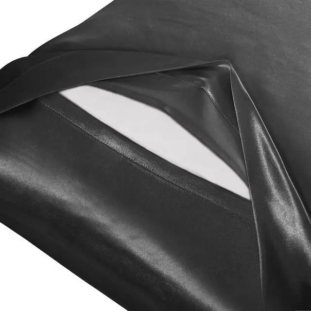 Alt view image 7 of 7 - Satin Body Pillow Cover Set of 2, 20x54 Inches Black Ultra Soft Case for Hair and Skin, Silky Slip Cooling Long Side Pillowcase With Envelope Closure