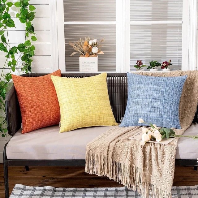 Alt view image 3 of 6 - Outdoor Waterproof Pillow Covers Pack of 2 18x18 Inch Yellow