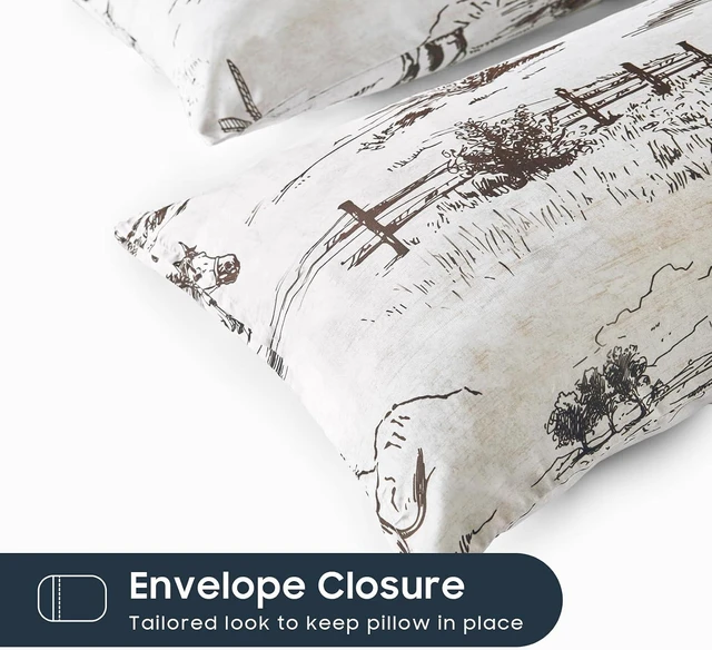 Alt view image 3 of 5 - Western Pillow Cases, Rustic Ranch Life with Cowboy Southwestern Vintage Country Pattern Printed, Set of 2 Soft Pillowcases Pillow Shams Covers, Beige Brown, Standard Size 20x26 Inches