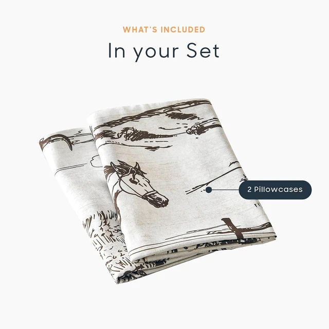 Alt view image 4 of 5 - Western Pillow Cases, Rustic Ranch Life with Cowboy Southwestern Vintage Country Pattern Printed, Set of 2 Soft Pillowcases Pillow Shams Covers, Beige Brown, Standard Size 20x26 Inches