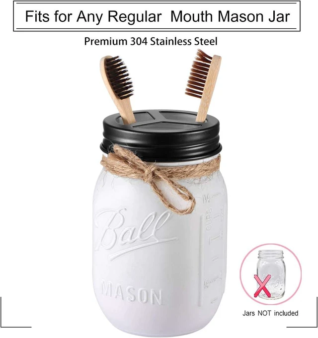 Alt view image 4 of 7 - Mason Jar Bathroom Accessories Lids Set (4pcs)