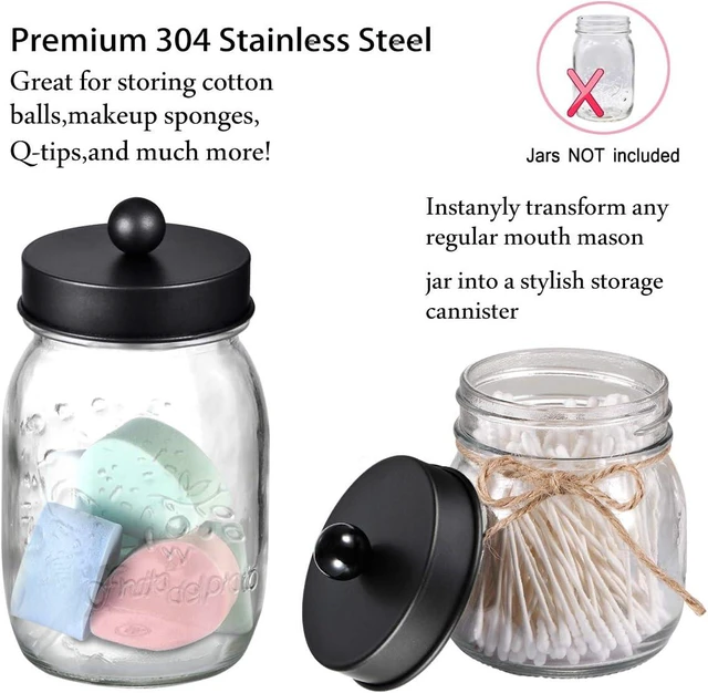 Alt view image 5 of 7 - Mason Jar Bathroom Accessories Lids Set (4pcs)