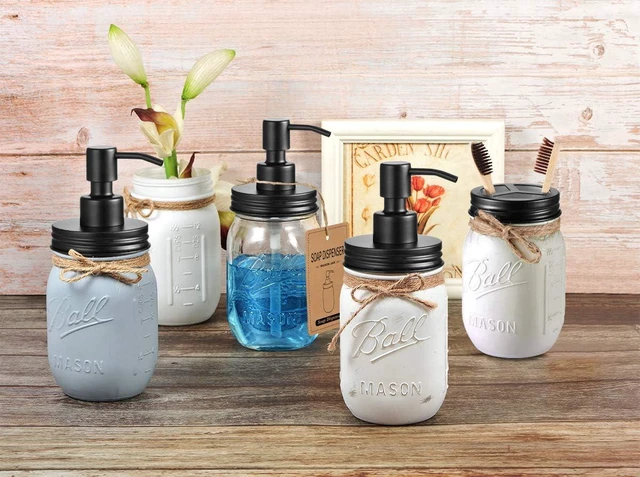 Alt view image 6 of 7 - Mason Jar Bathroom Accessories Lids Set (4pcs)