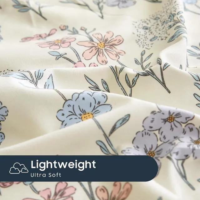 Alt view image 5 of 5 - Floral Pillow Cases, Cute Colorful Flower Shabby Chic Coquette Cottagecore Botanical Flower, Set of 2 Soft Pillowcases Pillow Shams Covers, Ivory Blue, Standard Size 20x26 Inches