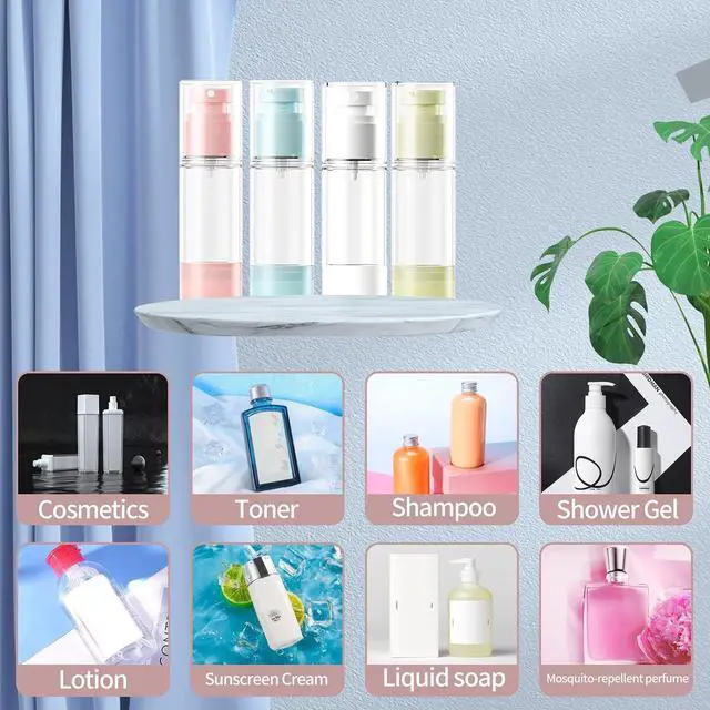 Alt view image 5 of 6 - 30ml 4-Pack Travel Bottles for Toiletry, Portable Refillable SA/PP Plastic Vacuum Cosmetic Containers