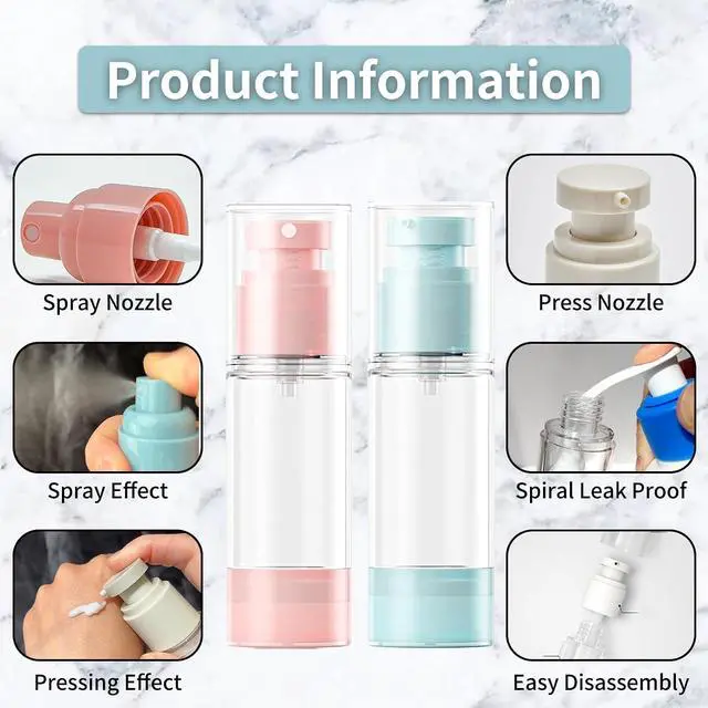 Alt view image 4 of 6 - 30ml 4-Pack Travel Bottles for Toiletry, Portable Refillable SA/PP Plastic Vacuum Cosmetic Containers