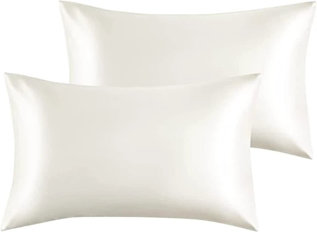 Main image of Luxury Satin Pillow Case 2 Pack Pillowcase for Hair and Skin Satin Pillow Covers with Zipper Closure (Queen(20"x30"), Ivory)