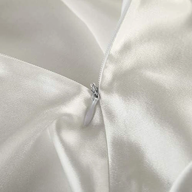 Alt view image 5 of 5 - Luxury Satin Pillow Case 2 Pack Pillowcase for Hair and Skin Satin Pillow Covers with Zipper Closure (Queen(20"x30"), Ivory)
