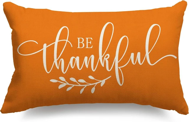 Main image of Fall Pillow Cover 12x20 inch Be Thankful Lumbar Throw Pillow Cover for Autumn Farmhouse Fall Decorations Thanksgiving Decorative Pillow Cover