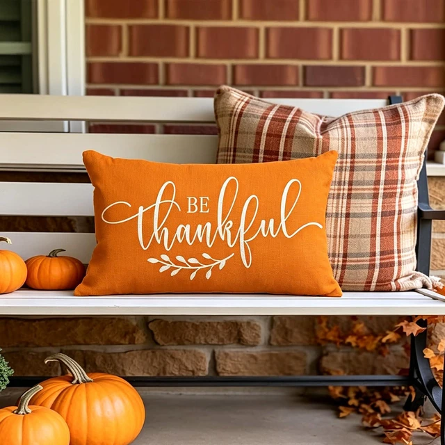 Alt view image 4 of 7 - Fall Pillow Cover 12x20 inch Be Thankful Lumbar Throw Pillow Cover for Autumn Farmhouse Fall Decorations Thanksgiving Decorative Pillow Cover