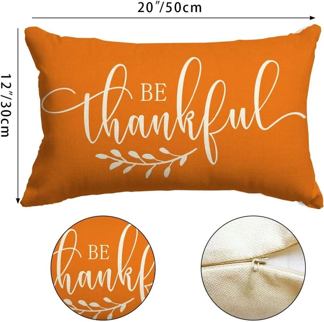 Alt view image 5 of 7 - Fall Pillow Cover 12x20 inch Be Thankful Lumbar Throw Pillow Cover for Autumn Farmhouse Fall Decorations Thanksgiving Decorative Pillow Cover