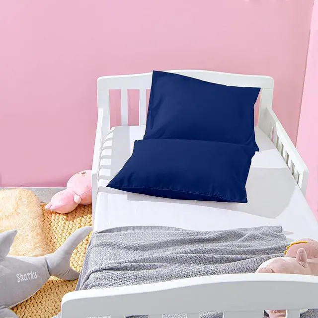 Alt view image 5 of 7 - Microfiber Toddler Pillowcases with Envelope Closure, 2 Pack 100% Brushed Microfiber Super Soft Travel Kids Nursery Pillow Cases, 14"x20" Fits Pillows Sized 12"x16" 13"x18" 14"x19", Navy Blue