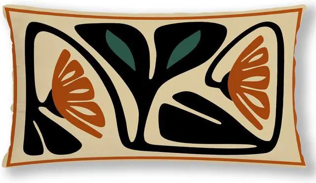 Main image of Groovy 70s Retro Boho Burnt Orange and Teal Abstract Floral Pillow Covers 12x20, Mid Century Modern Botanical Flower Decorative Throw Pillow Covers Pillowcases for Living Room Home Bedroom