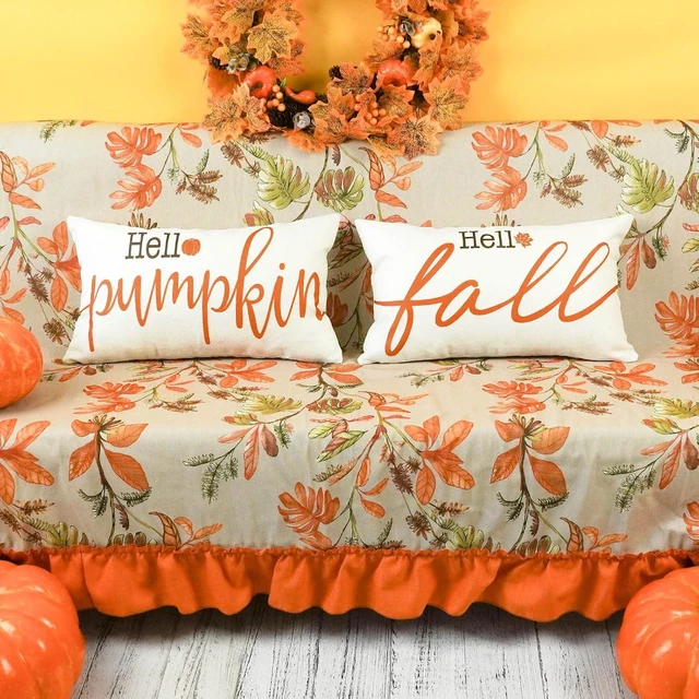 Alt view image 2 of 6 - Hello Fall Hello Pumpkins Pillow Covers 12x20 Inch Set of 2