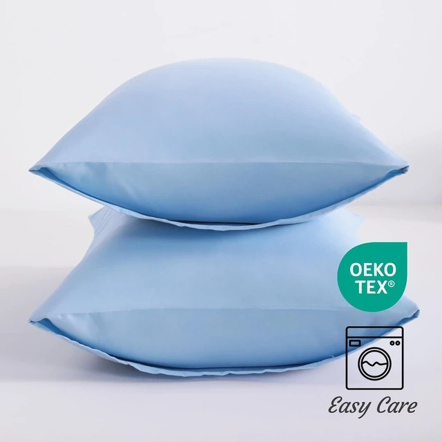 Alt view image 5 of 7 - King Pillow Cases Set of 2, 2 Pack Brushed Microfiber 20x36 Pillow Cases, Soft, Wrinkle, Fade, Stain Resistant Sky Blue Pillow Cases with Envelope Closure, 20x36 Inches, Sky Blue