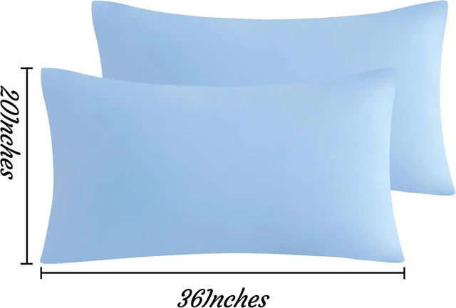 Alt view image 4 of 7 - King Pillow Cases Set of 2, 2 Pack Brushed Microfiber 20x36 Pillow Cases, Soft, Wrinkle, Fade, Stain Resistant Sky Blue Pillow Cases with Envelope Closure, 20x36 Inches, Sky Blue