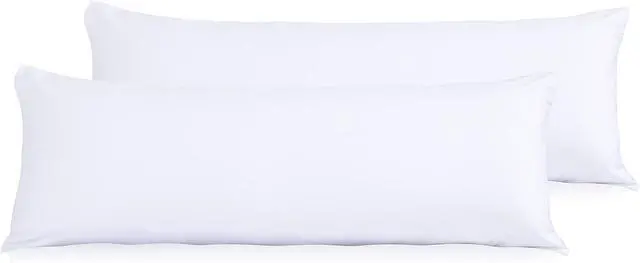 Alt view image 3 of 7 - Body Pillow Covers Pack of 2, 21" x 54", Ultra Soft Brushed Microfiber, Breathable & Cozy Body Pillowcases with Zipper Closure (White)