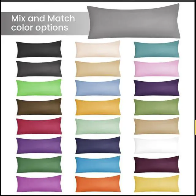 Alt view image 7 of 7 - Body Pillow Covers Pack of 2, 21" x 54", Ultra Soft Brushed Microfiber, Breathable & Cozy Body Pillowcases with Zipper Closure (White)
