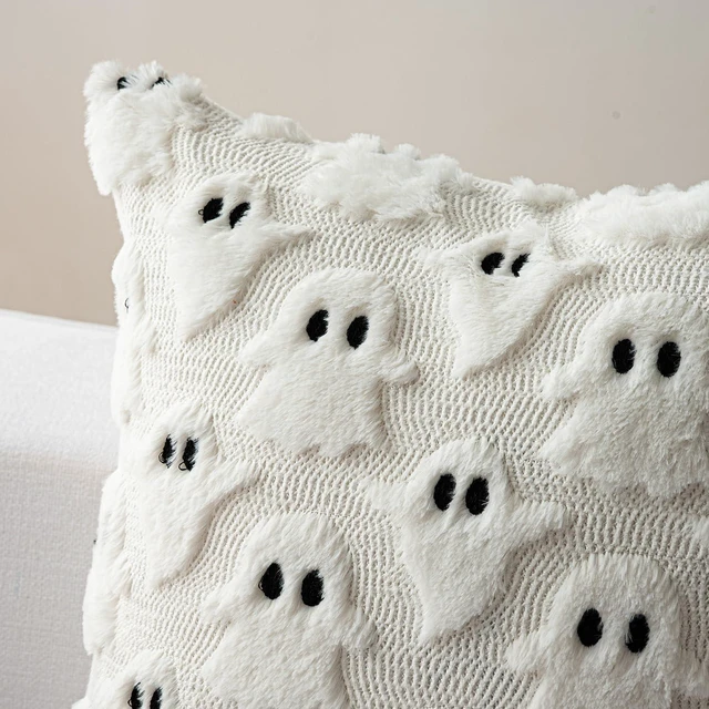 Alt view image 2 of 6 - Cute Ghost Halloween Throw Pillow Covers 18x18 Set of 2, White