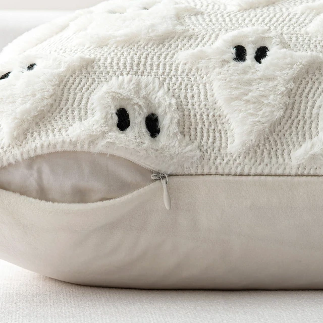 Alt view image 3 of 6 - Cute Ghost Halloween Throw Pillow Covers 18x18 Set of 2, White