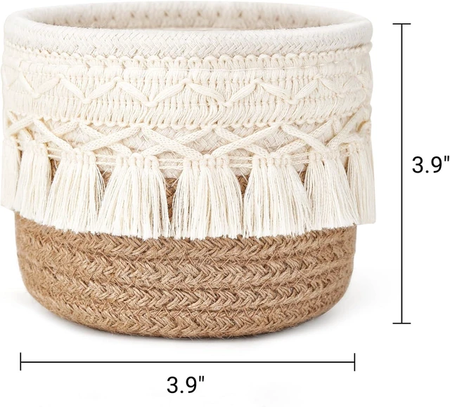 Alt view image 5 of 6 - Macrame Makeup Brush Holder, Boho Mini Storage Basket Set of 2