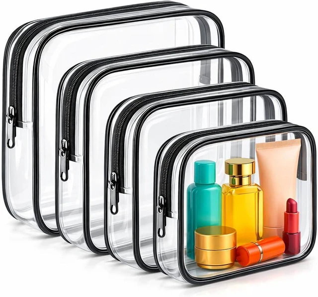 Main image of Clear Makeup Bag 4 Pack, TSA Approved Toiletry Bag for Women, Waterproof PVC Cosmetic Pouch Travel Organizer, Clear Bags for Diaper Bag Organizer Purse, Portable Zipper Pouch Set (L+M+M+S)