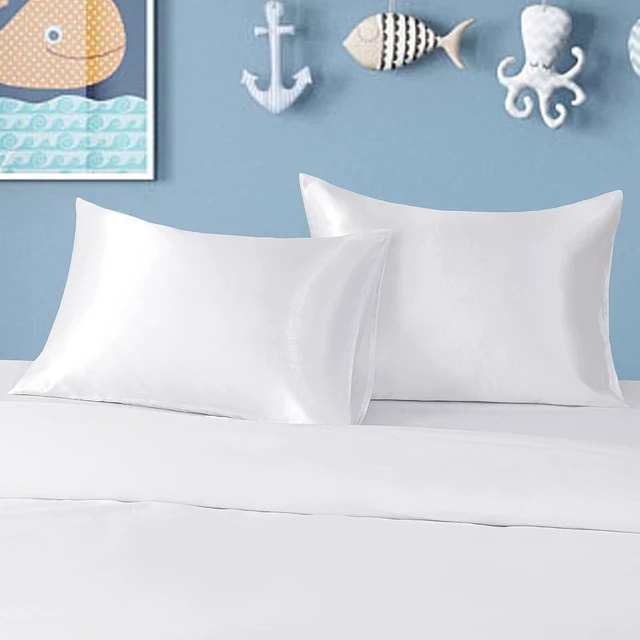 Alt view image 5 of 7 - 2 Pack Silk Satin Toddler Pillowcases, Luxury Silky Travel Envelope Closure Pillow Cases for Baby Boys and Girls, 14x20 Inches, White