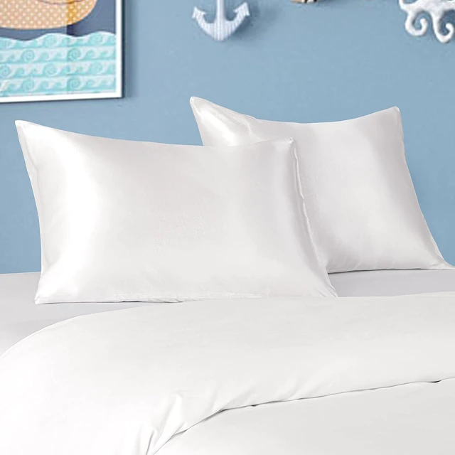 Alt view image 3 of 7 - 2 Pack Silk Satin Toddler Pillowcases, Luxury Silky Travel Envelope Closure Pillow Cases for Baby Boys and Girls, 14x20 Inches, White