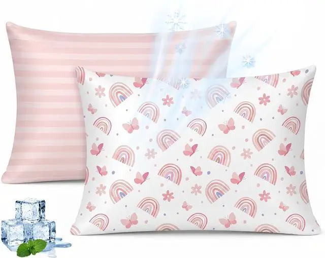 Main image of Cooling Pillowcases for Toddlers Kids, 2-Pack Ultra Breathable Bed Pillow Case All Seasons with Envelope Closure, Soft & Quick Sweat Releasing Pillow Covers for Boys & Girls, 13x18 Inch