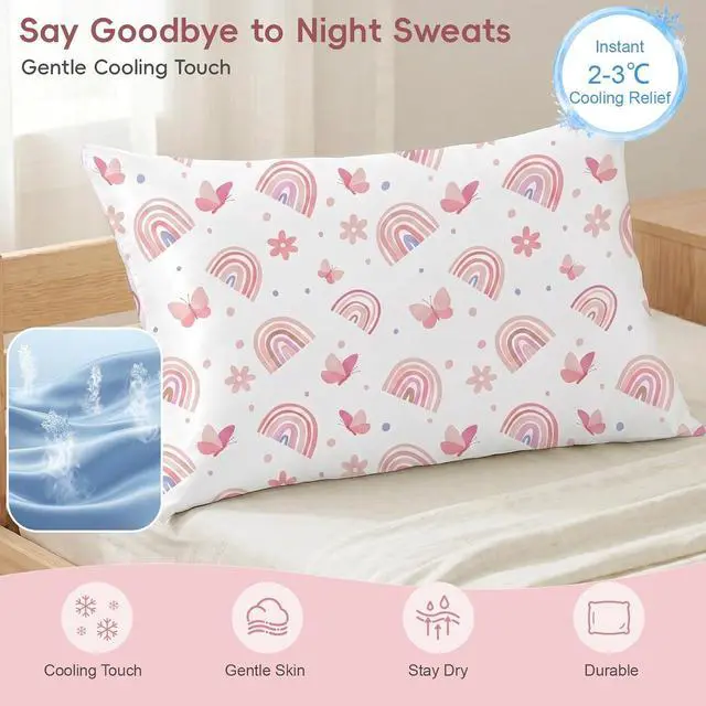 Alt view image 2 of 6 - Cooling Pillowcases for Toddlers Kids, 2-Pack Ultra Breathable Bed Pillow Case All Seasons with Envelope Closure, Soft & Quick Sweat Releasing Pillow Covers for Boys & Girls, 13x18 Inch