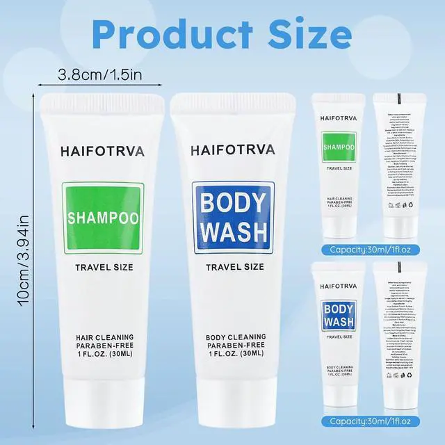 Alt view image 4 of 6 - Travel Size Shampoo and Body Wash Bulk,Mini 30ml/1 fl oz,10 pack