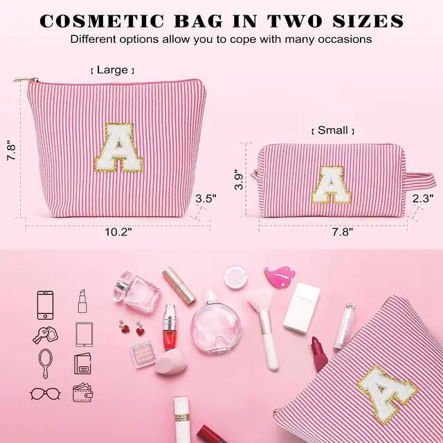 Alt view image 5 of 6 - Travel Essentials - Portable Travel Toiletry Bag for Women, Initial Makeup Kit Organizer Make up Cosmetic Bag Set Pink Stuff Birthday Gifts for Women Daughter Mom, Pink Letter J