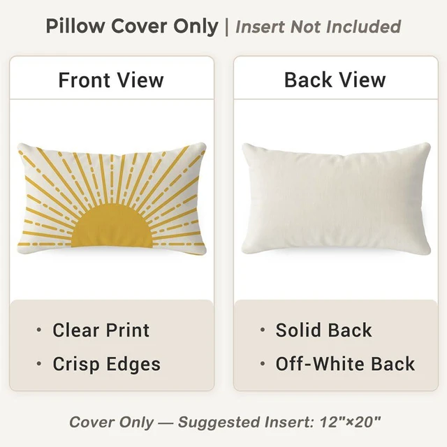 Alt view image 4 of 7 - Sunshine Sun Throw Pillow Cover 12x20 Inch, Yellow