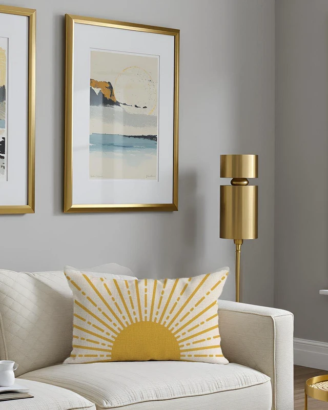 Alt view image 6 of 7 - Sunshine Sun Throw Pillow Cover 12x20 Inch, Yellow
