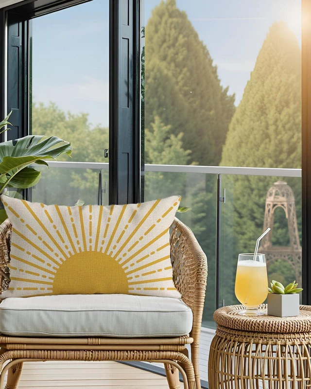 Alt view image 2 of 7 - Sunshine Sun Throw Pillow Cover 12x20 Inch, Yellow