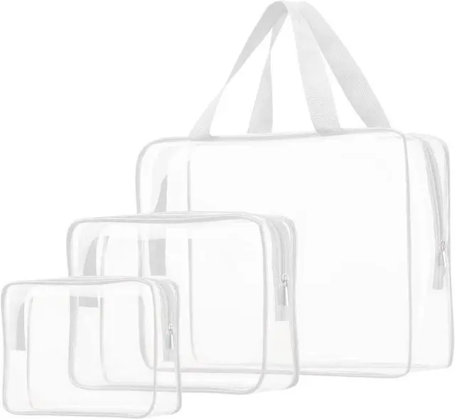 Main image of 3pcs Crystal Clear Cosmetic Bags TSA Approved Travel Makeup Toiletry Bag