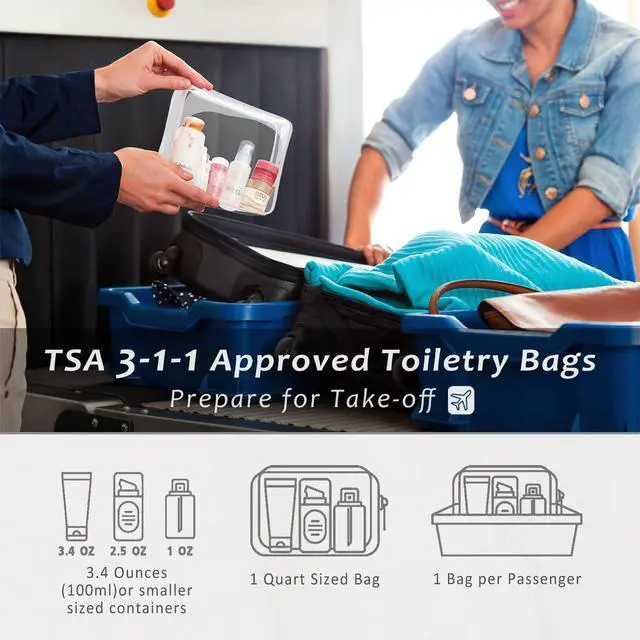 Alt view image 2 of 6 - 3pcs Crystal Clear Cosmetic Bags TSA Approved Travel Makeup Toiletry Bag