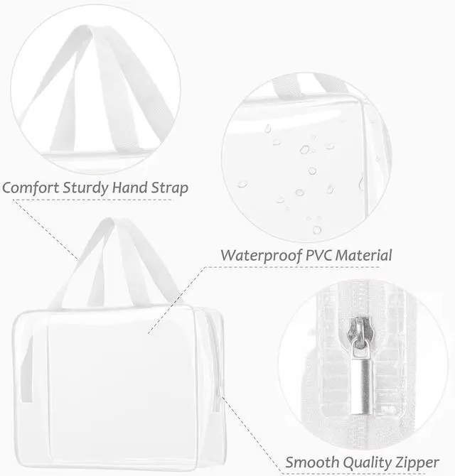 Alt view image 5 of 6 - 3pcs Crystal Clear Cosmetic Bags TSA Approved Travel Makeup Toiletry Bag